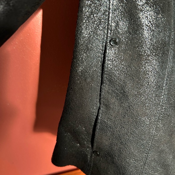 Calvin Klein Black Womens Distressed Leather Jacket Size XS - Picture 8 of 12